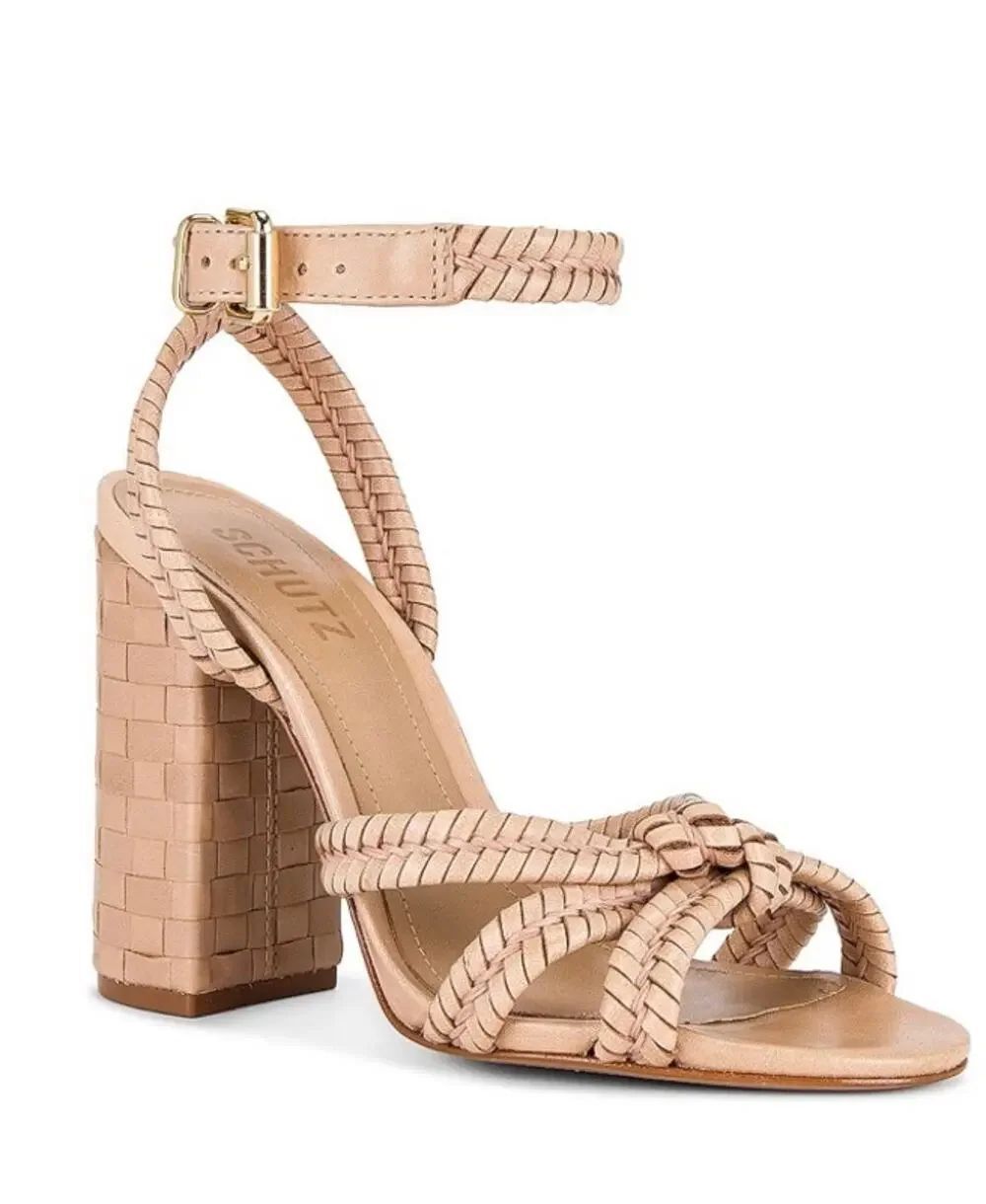 Schutz Kareena Nappa Leather Heels in Natural Women’s Sz. 8